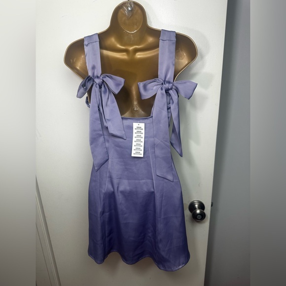 Urban Outfitters Dresses & Skirts - Urban Outfitters Lavender Bri Double Bow SleekSatin Square neck MiniDress NWT XS